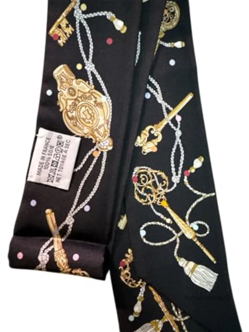 100% Silk Skinny Scarf for Neck, Hair, Bag Handle Wrap - Women Accessory